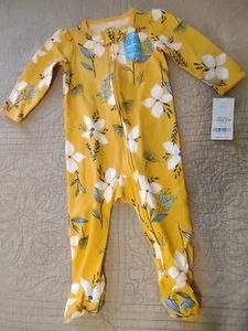 Carter’s Pajama New Born Baby Clothing Yellow Printed Long Sleeve Bodysuit Sz 9m - Picture 1 of 4