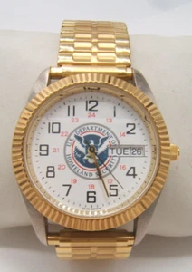 SELCO GENEVE QUARTZ WRIST WATCH US DEPT HOMELAND SECURITY DAY DATE WORKING - Picture 1 of 7