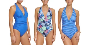 NWT Tommy Hilfinger Women's Halter One Piece Swimsuit Sizes 4-8 $100 FF295 - Picture 1 of 11