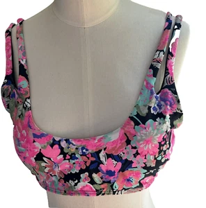 No Boundaries Rich schwarz Blumen Bralette Cutout Träger Bikini Oberteil Gr. L 11-13 Neu mit Etikett - Bild 1 von 4