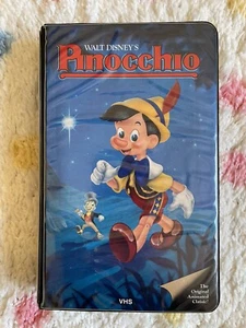 Disney Pinocchio VHS Black Diamond 1st Release Black Padded Clamshell Very Rare - Picture 1 of 7
