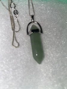 Natural Jade drop 16” Sterling Silver necklace - Picture 1 of 6