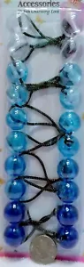 SKY BLUE ELASTIC PONYTAIL HOLDER JUMBO BEADS GIRL HAIR SCRUNCHIE KNOCKER BAL - Picture 1 of 1
