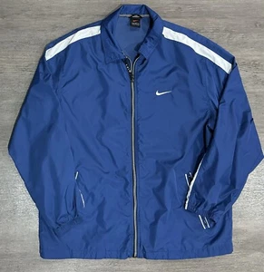 VTG 90s Y2K Nike Windbreaker Zip Up Jacket Mens Large Blue White Red Swoosh - Picture 1 of 6