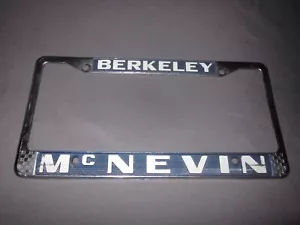 Vintage BERKELEY McNEVIN Cadillac Volkswagen DEALERSHP Metal LICENSE PLATE FRAME - Picture 1 of 5