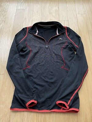 Kjus Womens Black Red Long Sleeve Quarter Zip Pullover Top Shirt EU 36 US Small • 24.99€