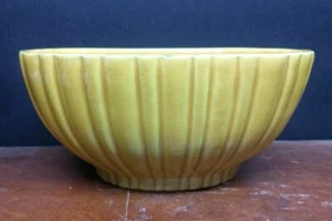 Maceta Royal Haeger Amarillo Marrón Acanalada 7.5" Cerámica Ovalada Vintage 4020A - Imagen 1 de 12
