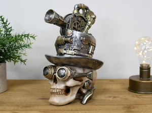 Steampunk Gothic Fantasy Themed Skull Decorative Ornament Statue Sculpture - Picture 1 of 5