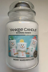 Yankee Candle MERRY MARSHMALLOW 22 OZ. LGE JAR RETURNING HOLIDAY FAVORITE HTF - Picture 1 of 2