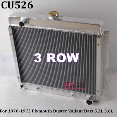 Radiador de aluminio de 3 filas para Plymouth Duster Valiant 5,2 L 5,9 L 318 340 1970-1972 Foto 1 de 4