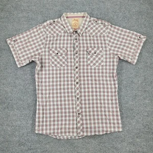 Sovereign Code Button Shirt Men's 2XL Gray Red Plaid Pockets Short Sleeve Adult - Picture 1 of 11