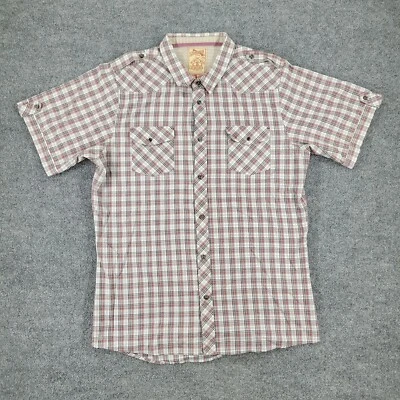 Sovereign Code Button Shirt Men's 2XL Gray Red Plaid Pockets Short Sleeve Adult - Image 1 of 4