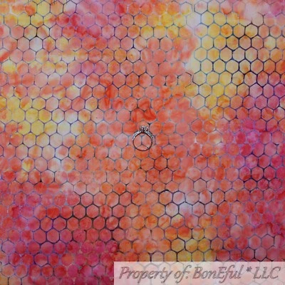 Edredón de algodón BonEful FABRIC FQ naranja amarillo rojo BATIK pollo alambre rayas tonal Foto 1 de 4