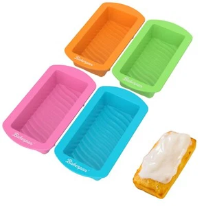Silicone Mini Loaf Pans 4.5 Inch Reusable Baking Pans Set of 4 - Picture 1 of 6