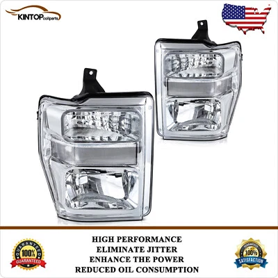 Par de faros cromados para Ford F-250 F-350 F-450 F-550 Super Duty 2008-2010 Foto 1 de 4