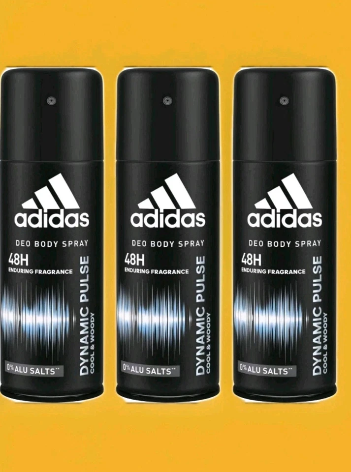 (Paquete de 3) Adidas Dynamic Pulse Body Spray 4oz cada uno - ¡RARO! Auténtico y NUEVO Foto 1 de 3