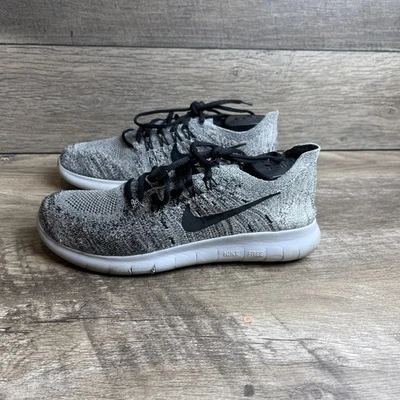 Nike Free RN Flyknit 2017 880843-001 Mens 7.5 Running Shoes Black White Sneakers - Image 1 of 4