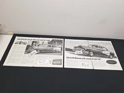 2 Vintage 1952 BUICK ADS Original Print Ad Literature - Image 1 of 3