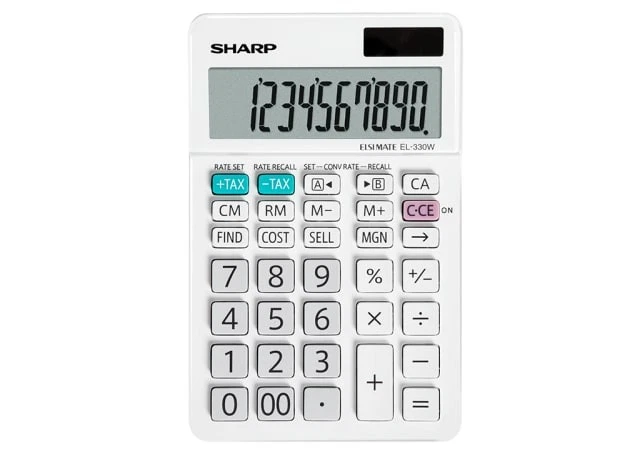 SHARP EL330WB 10 Digit Angled Business Calculator - White - Image 1 of 1