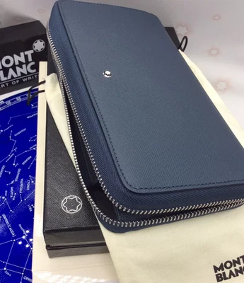 Precio de venta sugerido por el fabricante $555 - Cartera Montblanc Sartorial cremallera alrededor de 12cc tarjeta azul 128589 Foto 1 de 4