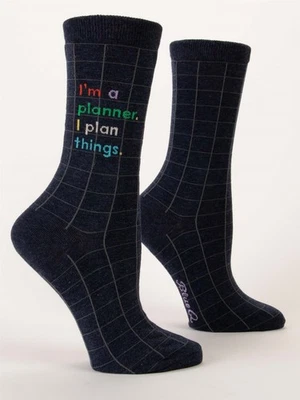 Calcetines cortos azules Q para mujer I'm A Planner I Plan Things talla 5-10 Foto 1 de 2