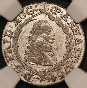 1764 Germany Anhalt-Zerbst 16 Pfennige Silver Coin - NGC UNC - KM #46 - Picture 1 of 4