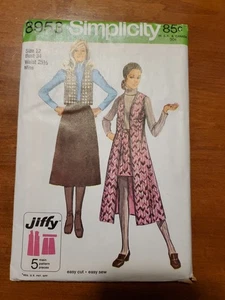 Simplicity 8953 Size 12 Bust 34 Misses Womens Vest & Skirt Vintage Pattern FF  - Picture 1 of 3