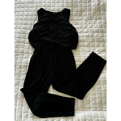 Mono UNIQLO Mujer XS Negro Encaje Top Jersey Tejido Informal Minimalista Elastizado Foto 1 de 4