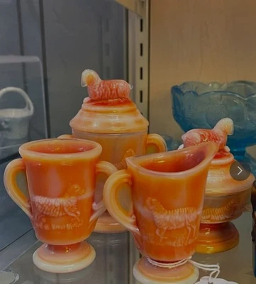 Juego de Cordero Infantil Boyd’s Cristal Arte Vidrio Azúcar Crema Cuchara Plato de Mantequilla Nuevo Foto 1 de 4