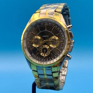 FAVOLOOK Men’s Quartz Fashion Wristwatch Two Tone Faux Multi Dials Working - Picture 1 of 17