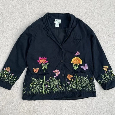 Quacker Factory Blazer Suit Jacket Embroidered Floral Women’s Size 1X - Image 1 of 4