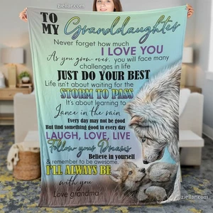 Manta polar To My Granddaughter, manta lobo personalizada con empoderamiento - Imagen 1 de 4