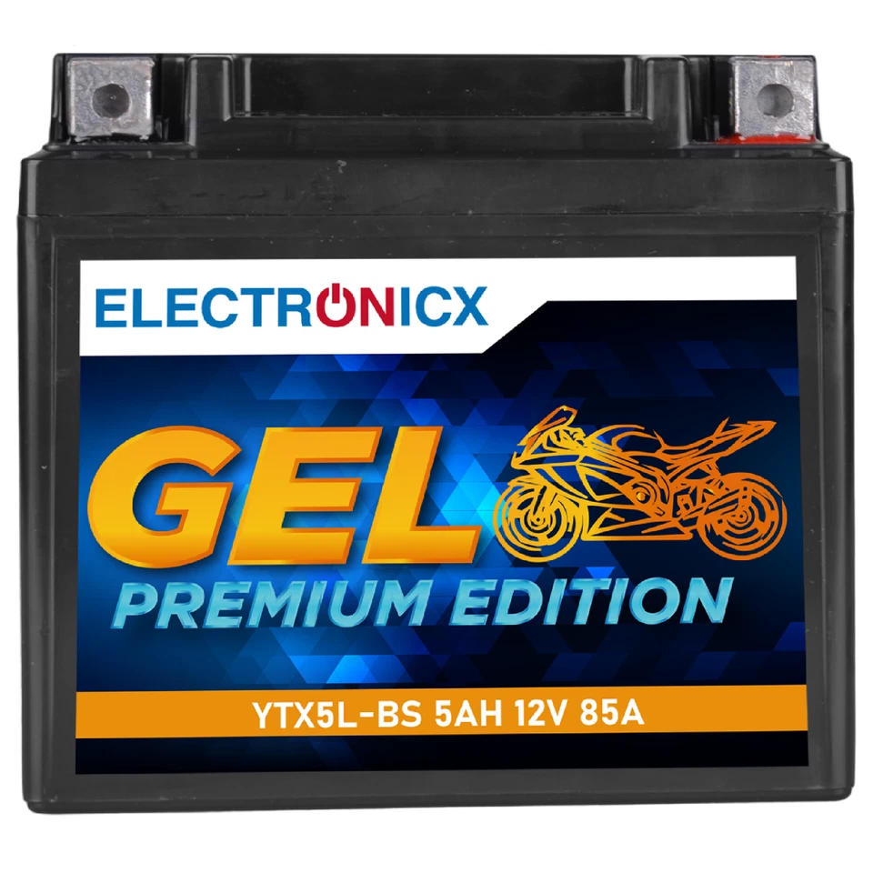 Electronicx GEL Motorradbatterie YTX5L-BS 12V 5Ah Rollerbatterie CTX5L-BS GTX5L- - Bild 1 von 4