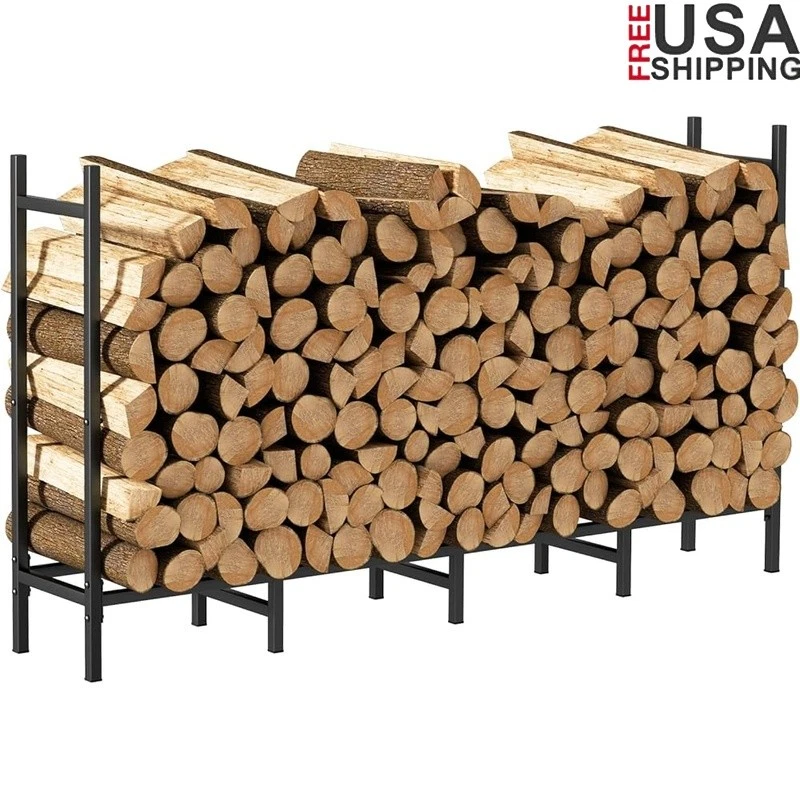Soporte de estante de leña interior exterior de 5,3 pies para chimenea almacenamiento de madera ajustable  Foto 1 de 4