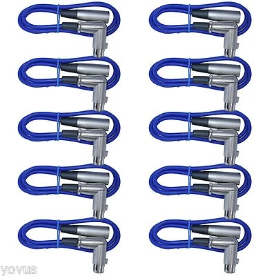 10pack Blue XLR MALE to  Right Angle female 6ft mic microphone audio cables cord - Image 1 of 2