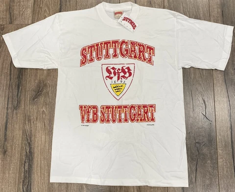 Vintage 90s VFB Stuttgart Nutmeg Large Soccer NWT Shirt Bundesliga Cover