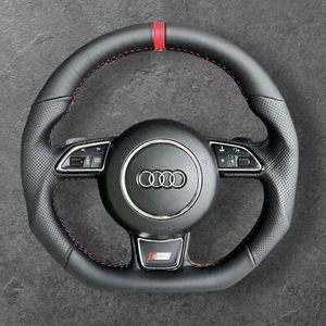 EXCHANGE A1 S1 A6 S6 C7 A7 S7 RS7 A8 S8 DSG CUSTOM BLACK LEATHER STEERING WHEEL - Picture 1 of 6