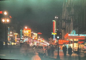 Original Slide, New Orleans Street Scene and Neon Signs, 1950s Canal Great Shot - Picture 1 of 4