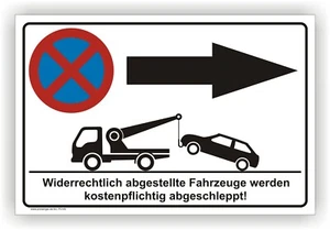 Prohibición de retención, flecha derecha, prohibición de estacionamiento, señal de prohibición de estacionamiento, placa de advertencia, placa P0185 - Imagen 1 de 3