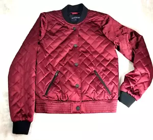 Hollister Bomber Giacca Donna S Borgogna Cappotto Trapuntato Bottoni Y2K Fitted Goth - Foto 1 di 20