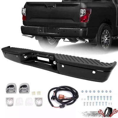 Step Bumper For 2004-2015 Nissan Titan with Park Sensor Holes Steel Black Rear - Image 1 of 4