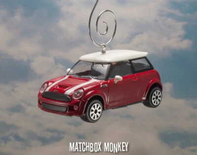 Red Hard Top 2 Door Austin Mini Cooper Custom Christmas Ornament 1/43 BMW Car - Image 1 of 4