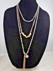 Kenneth Cole Silvertone & GoldTone Set of Three Necklaces, NWT $52 FLAPPER STYLE - Picture 1 of 8