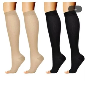 CALZE MEDICHE OPEN TOE COMPRESSIONE GAMBE SPORTIVE ADATTE X VENE VARICOSE UNISEX - Foto 1 di 9