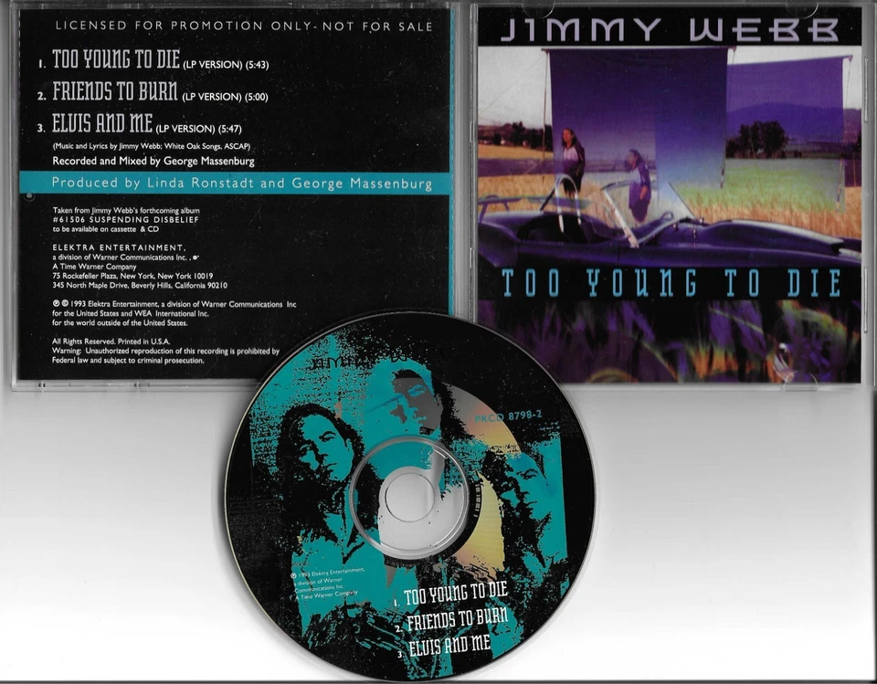 JIMMY WEBB 3Trk SAMPLER PICTURE DISC PROMO DJ CD Single Linda Ronstadt 1993 - Image 1 of 1