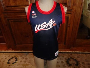 Vintage 96 Blue Champion USA Basketball Olympic Dream Team Jersey Youth XL 18-20 - Picture 1 of 9