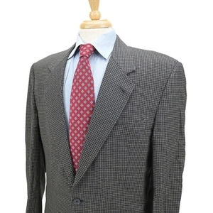 Joseph Abboud Dark Blue w/ Brown Check 100% Wool Blazer Sport Coat Jacket 40L - Picture 1 of 17