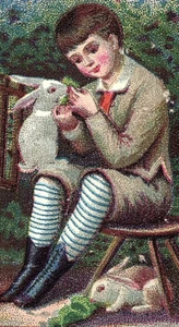 1870-80s Warnock & Ralston's American Standard Soap Rock Island IL Child/Rabbits - Picture 1 of 4