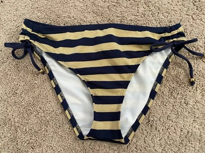 NWT TOMMY HILFIGER Blue & Gold Striped Bikini Bottom Swimsuit size 6 Vintage - Image 1 of 4