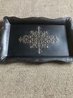 RARE RETIRED HTF Southern Living At Home Black & Gold Metal Florentine Tray 